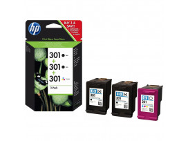 HP 301 Black (2)/Tri-color (1) 3-pack Original Ink Cartridges