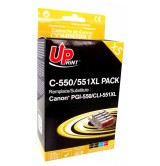 Комплект мастилници UPRINT -CANON PGI-550 + CLI-551BK/C/M/Y XL, 1x25ml+4x15ml